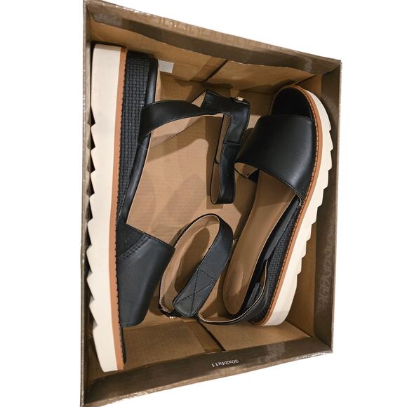 Giani Bernini Constancia Memory Foam Ankle Strap Wedge Sandals Black Size 11 - Picture 4 of 5